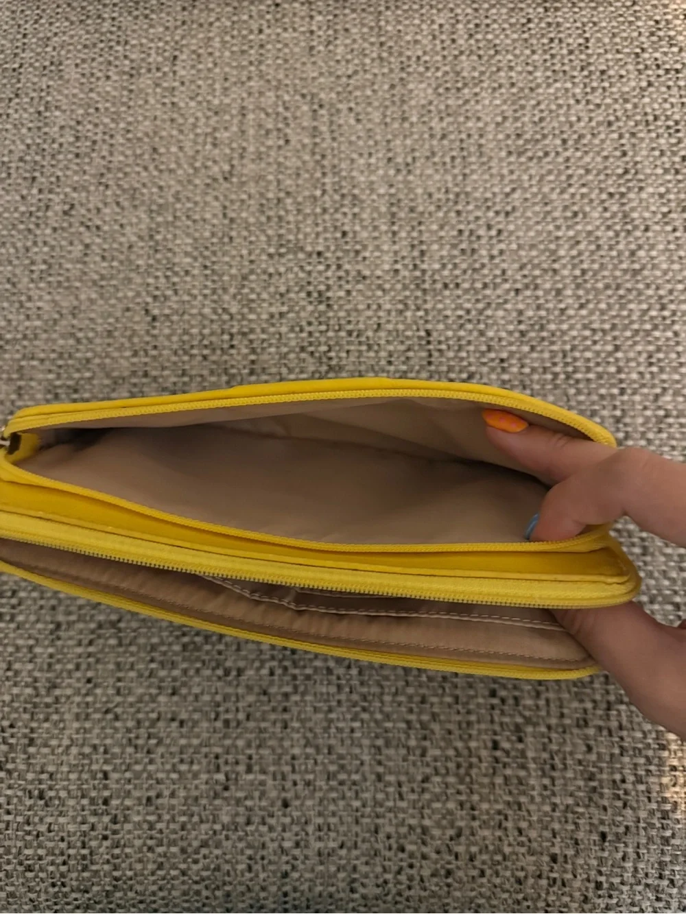 Coach Beige Signature Tote with Yellow Trim and Tan Handles